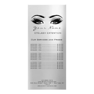 Price List Lashes Extension Makeup Artist Grey Rack Card