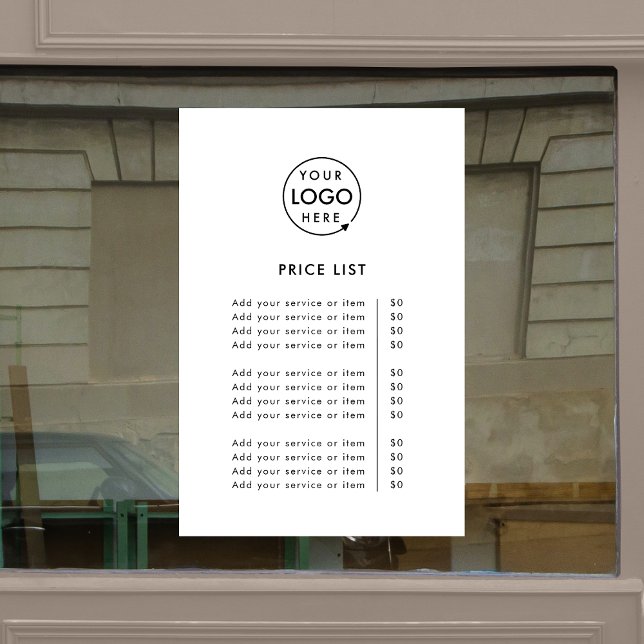 Price List | Logo Business Modern Professional Window Cling (Creator Uploaded)