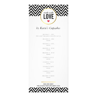 PRICE LIST made with love modern black chevron Rack Card