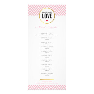 PRICE LIST made with love modern pink chevron Rack Card