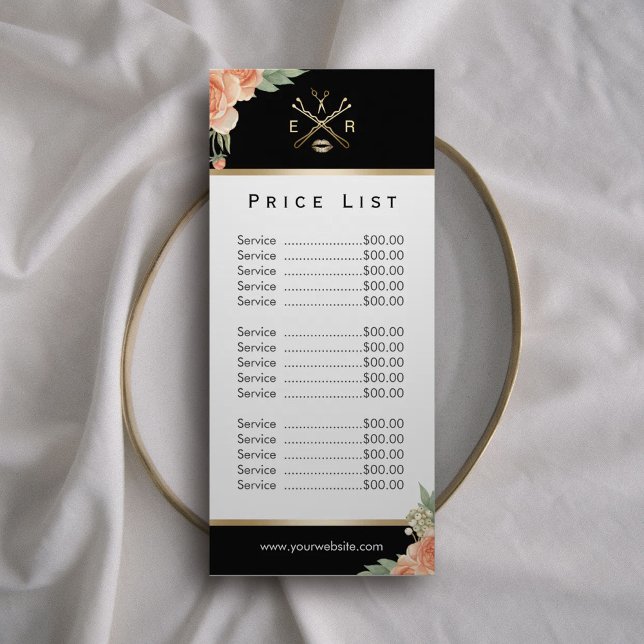Price List | Makeup Artist Hair Stylist Floral Rack Card (Creator Uploaded)