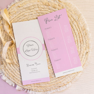 Price list pastel pink minimalist feminine simple rack card