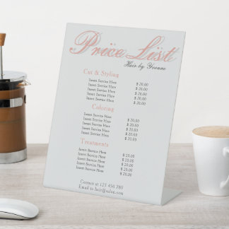 Price List Pedestal for display in Salon  Pedestal Sign