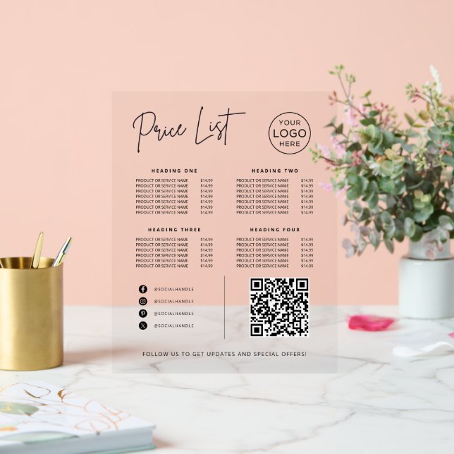 Price List Social Media Website QR Code Business (Mariage)