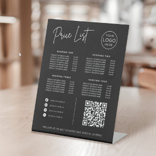 Price List Social Media Website QR Code Business Pedestal Sign
