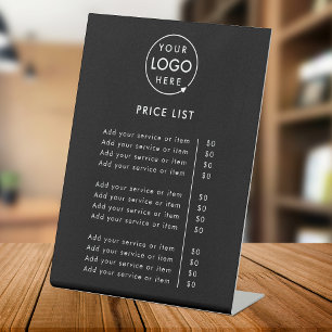 Price List   Your Logo Black Business Professional Pedestal Sign
