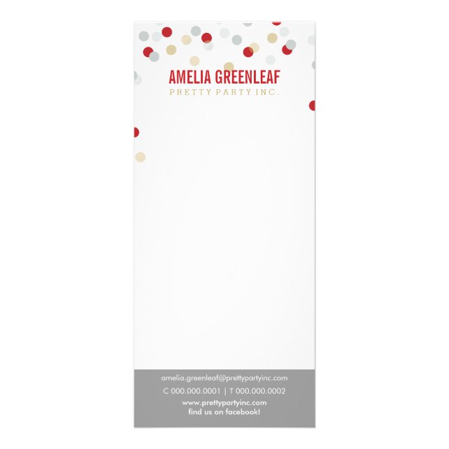 PRICE SERVICES LIST confetti spot pattern red gold Rack Card (Front)