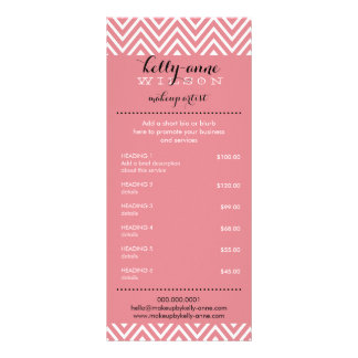 PRICE SERVICES LIST cool chevron pattern coral Rack Card