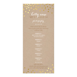 PRICE SERVICES LIST gold foil confetti white kraft Rack Card