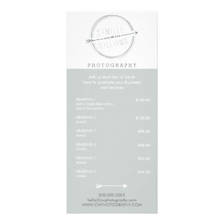 PRICE SERVICES LIST modern arrow logo rustic grey Rack Card