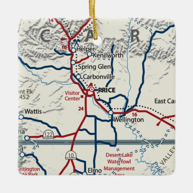 Price Utah Map Ceramic Ornament (Front)