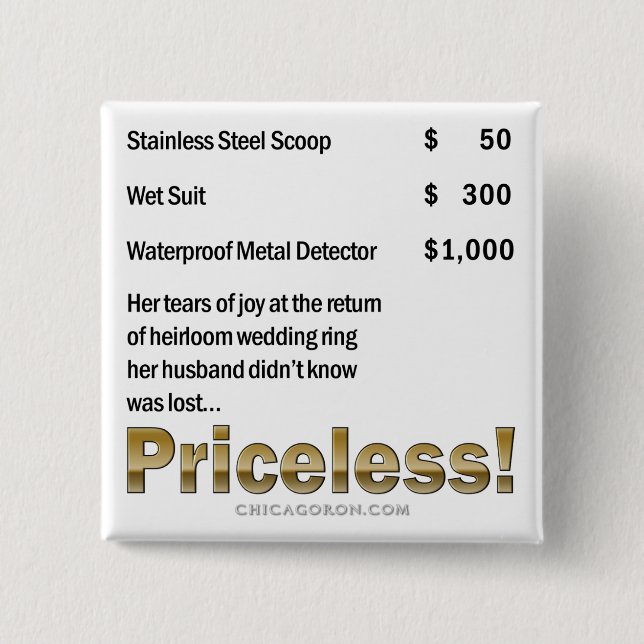 "Priceless" 2 Inch Square Button (Front)