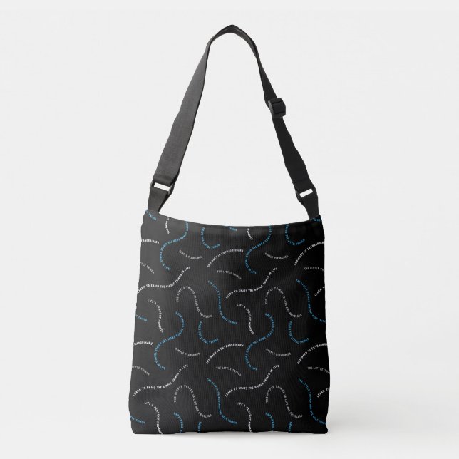 Priceless | Abstract Wavy text pattern Crossbody Bag (Front)