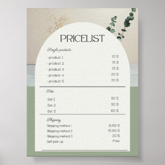 Pricelist sample poster