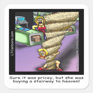 Pricey Heavenly Stairway Funny Square Sticker