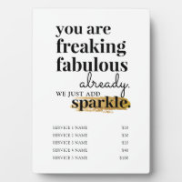 Pricing Services Hair Makeup Lashes Salon Sign