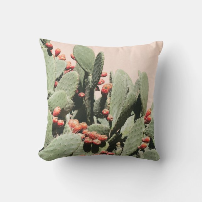Prickley Pear Cactus Throw Pillow (Front)