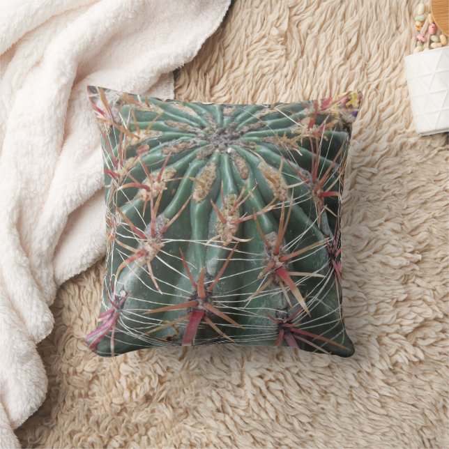 Prickly Cactus Desert Plants Southwest Design Throw Pillow (Blanket)