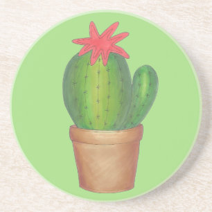 Prickly Green Cactus Garden Flower Potted Plant Coaster
