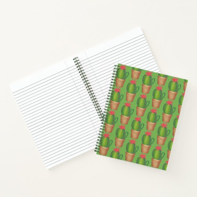 Prickly Green Cactus Garden Flower Potted Plant Notebook (Inside)