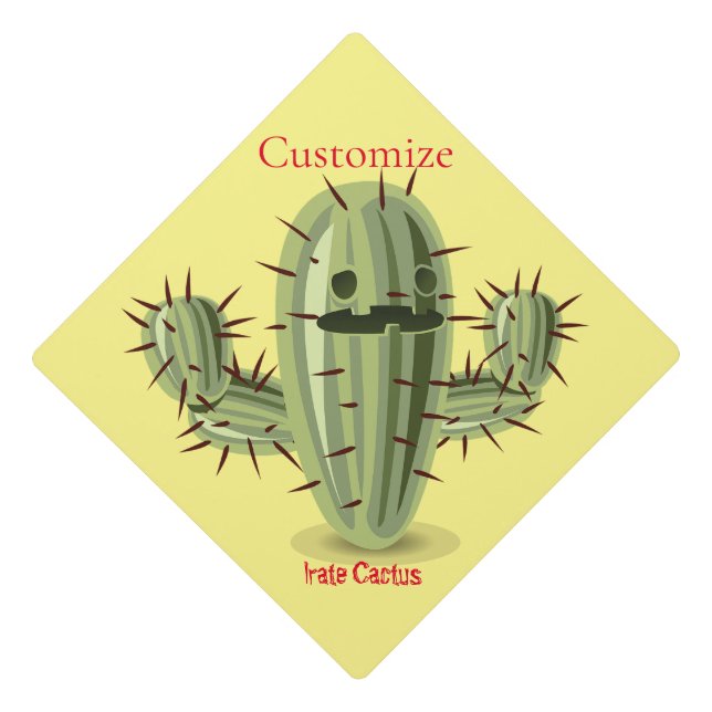Prickly Irate Cactus Thunder_Cove Graduation Cap Topper (Front)