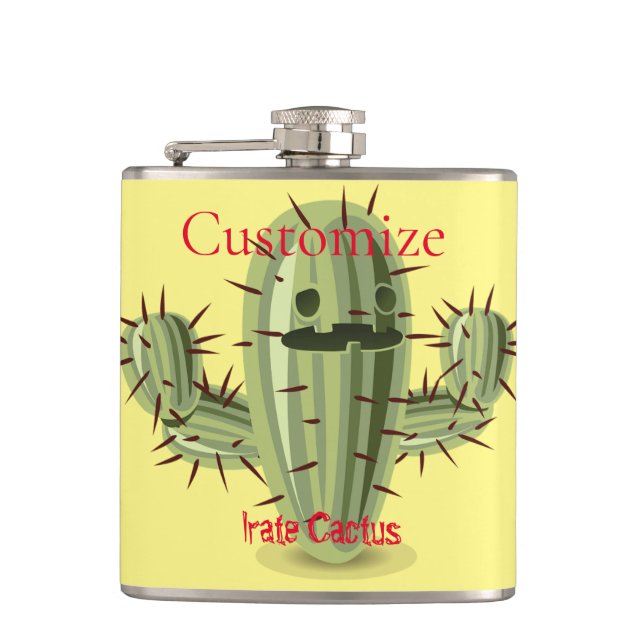 Prickly Irate Cactus Thunder_Cove Hip Flask (Front)