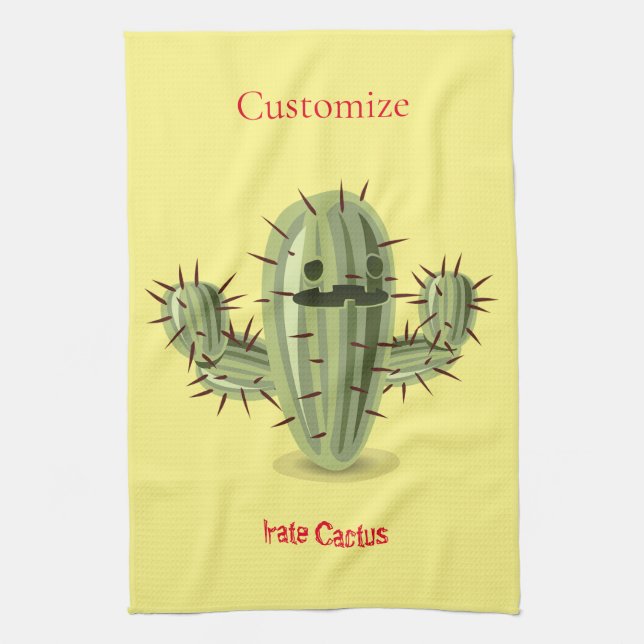 Prickly Irate Cactus Thunder_Cove Kitchen Towel (Vertical)