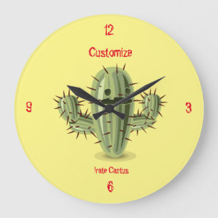 Prickly Irate Cactus Thunder_Cove Large Clock