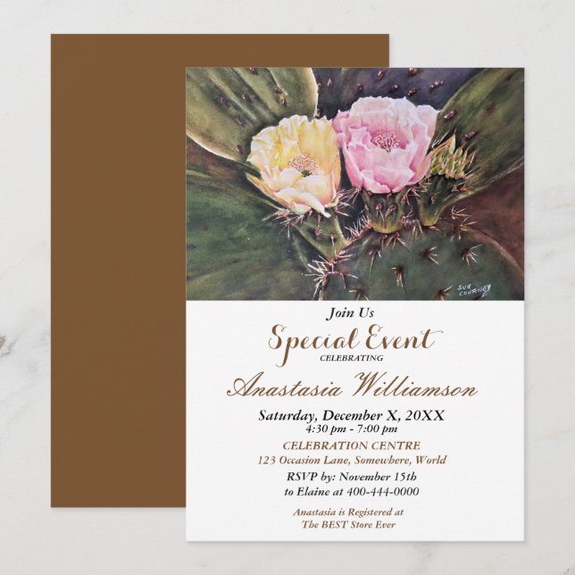 PRICKLY PARTY FOR TWO EVENT INVITE (Front/Back)