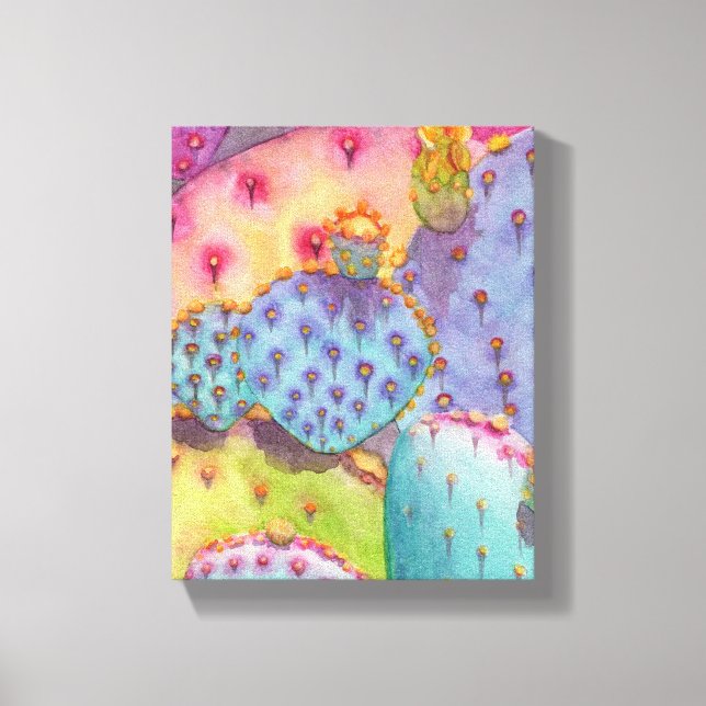 Prickly Pear Cactus Canvas Print Art Piece (Front)