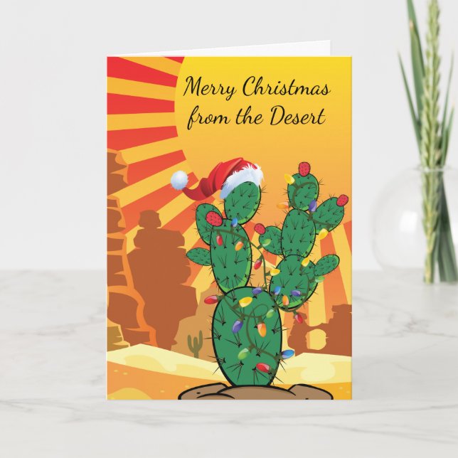 Prickly Pear Cactus  Christmas Holiday Card (Front)