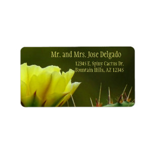 Prickly Pear Cactus Desert Flower / Yellow Green / Label