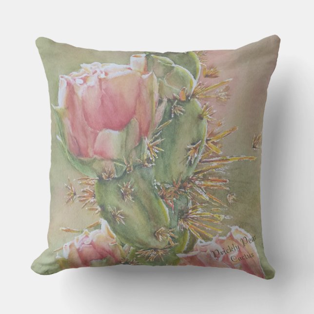 PRICKLY PEAR CACTUS FLOWER PATIO OUTDOOR PILLOW (Front)