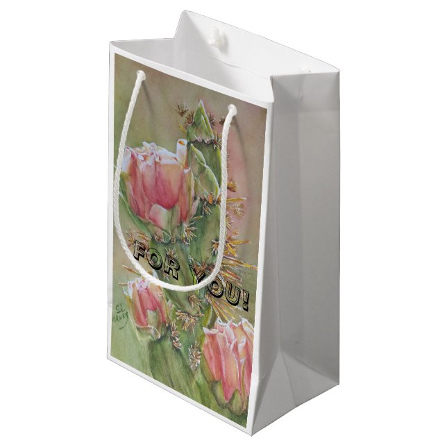 PRICKLY PEAR CACTUS FLOWER SMALL GIFT BAG (Front Angled)