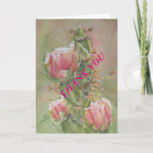 PRICKLY PEAR CACTUS FLOWER THANK YOU CARD