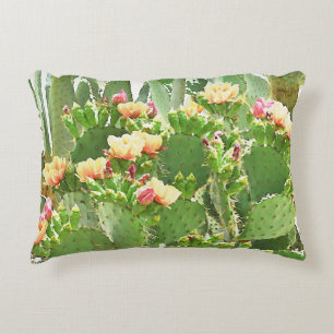 Prickly Pear Cactus in Bloom Custom Pillow