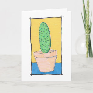 Prickly pear cactus, naive art, your words inside card