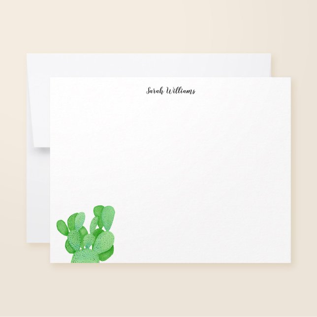 Prickly Pear Cactus Script Personalized Stationery Card (Creator Uploaded)
