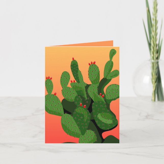 Prickly Pear Cactus Sunset Carte de voeux (Devant)