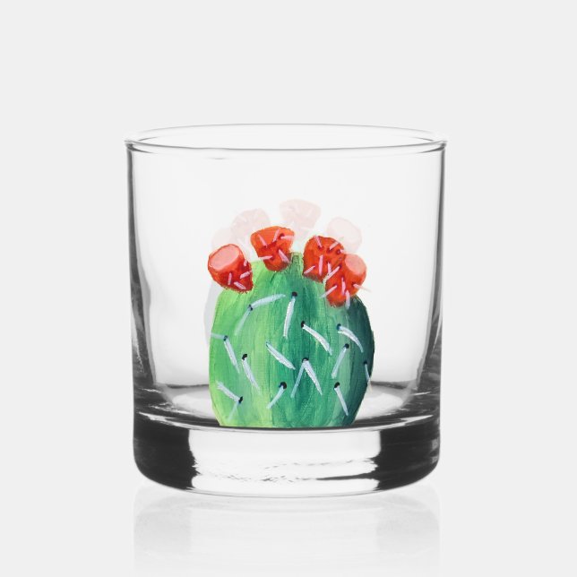 Prickly Pear Cactus Whiskey Glass (Front)