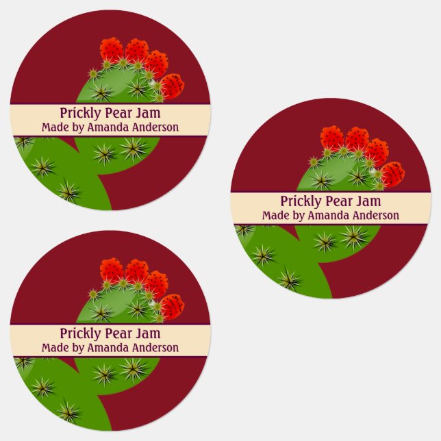 Prickly Pear Jam Modern Circle Food Label (Group)