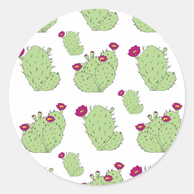 Prickly Pear Pattern Texas State Plant Cactus Love Classic Round Sticker (Front)