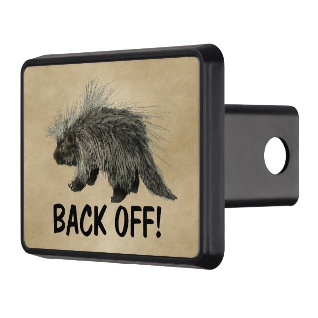 Prickly Porky - Back Off! Trailer Hitch Cover (Left)