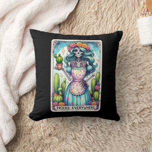 Pricks Everywhere Tarot Card Throw Pillow