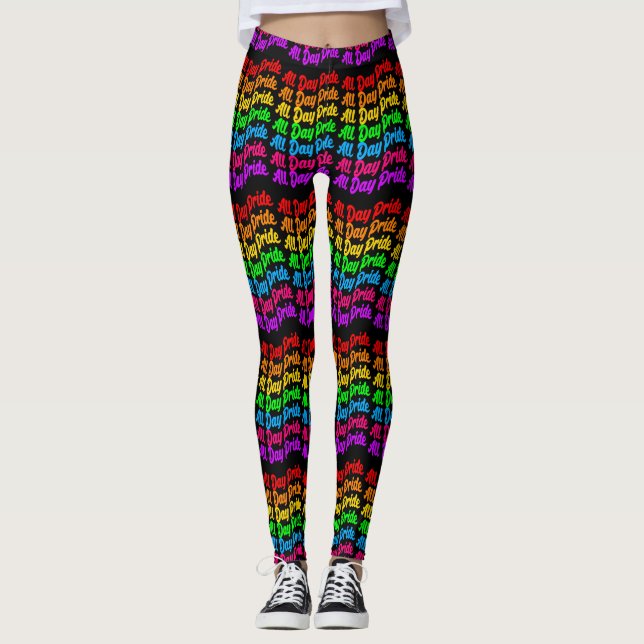 Pride All Day Rainbow Colours LGBTQ+ Leggings (Front)