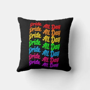 Pride All Day Rainbow Colours LGBTQ+ Throw Pillow
