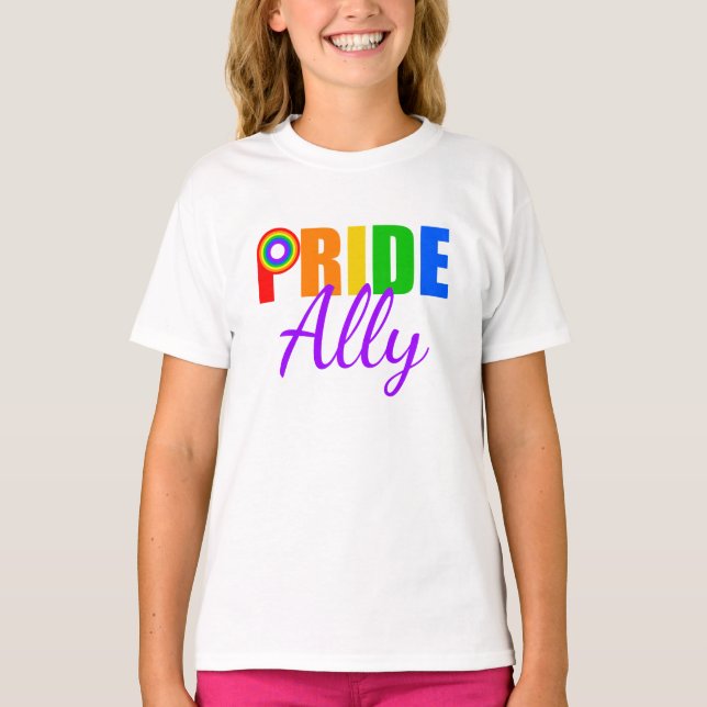 Pride Ally Gay Straight Alliance Rainbow LGBT Kids T-Shirt (Front)