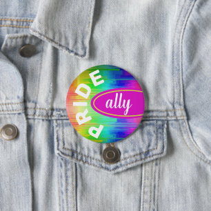 Pride Ally Rainbow Colours 3 Inch Round Button