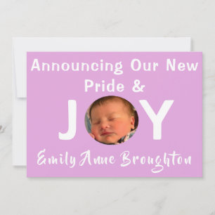 Pride and Joy Baby Girl Photo Birth Announcement