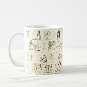 Pride and Prejudice Beige Sepia Toile Quotes Coffee Mug